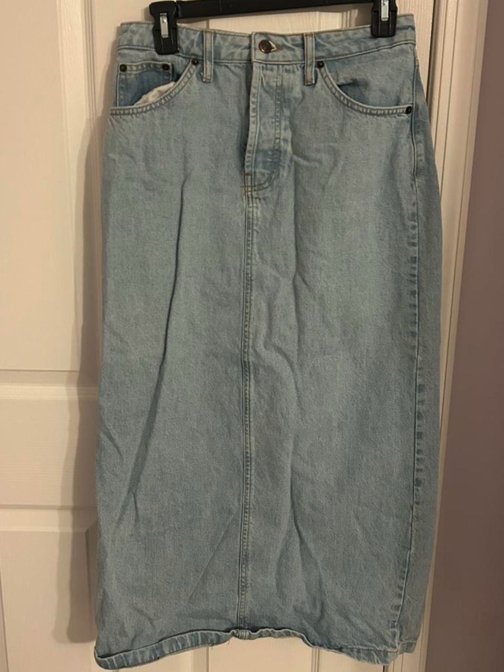ASOS Light Blue Straight Leg Denim Maxi Skirt